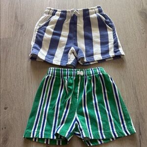 Zara Kids Striped Shorts Set - Blue and Green
